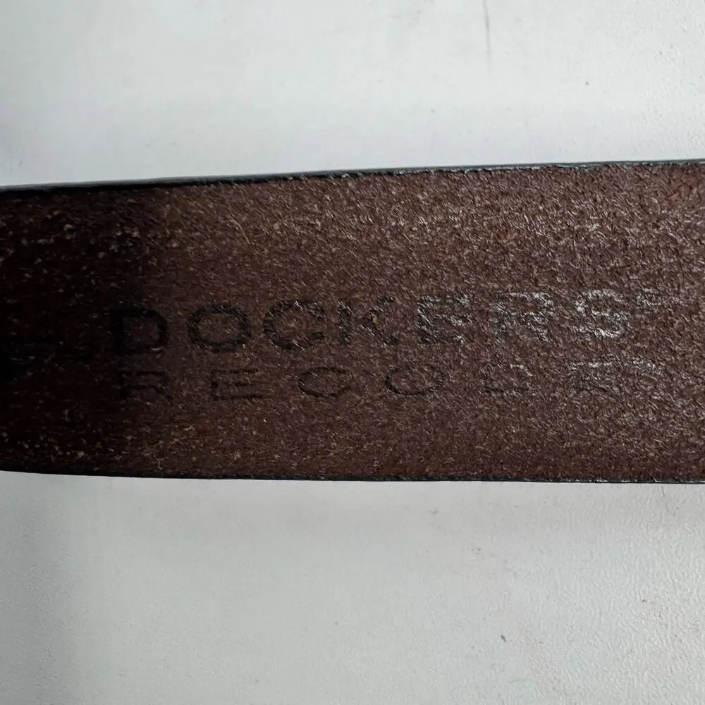 Dockers Brown Full Grain Leather Belt Solid Brass Size 42